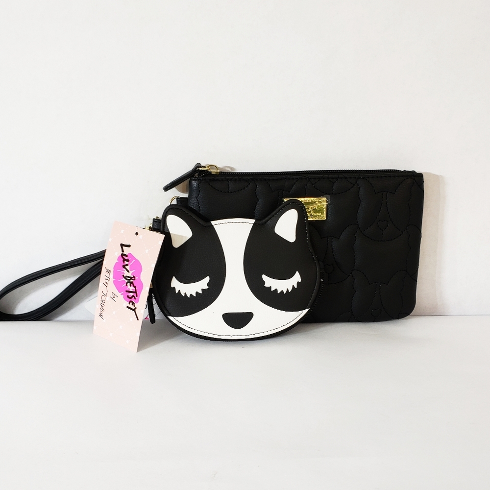 Black Cat Wristlet and Pouch Set